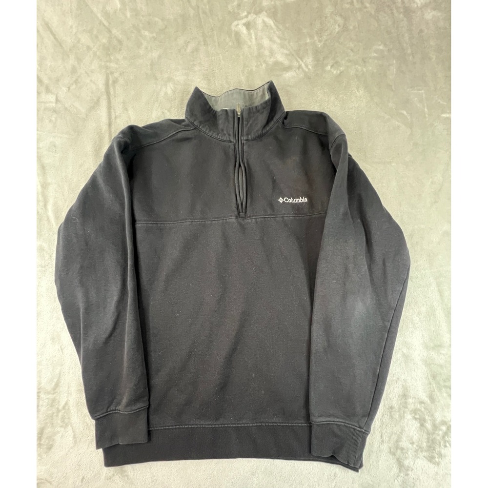 Columbia Quarter Zip Pullover Mens Large Black AM6771 Fleece Sweatshirt